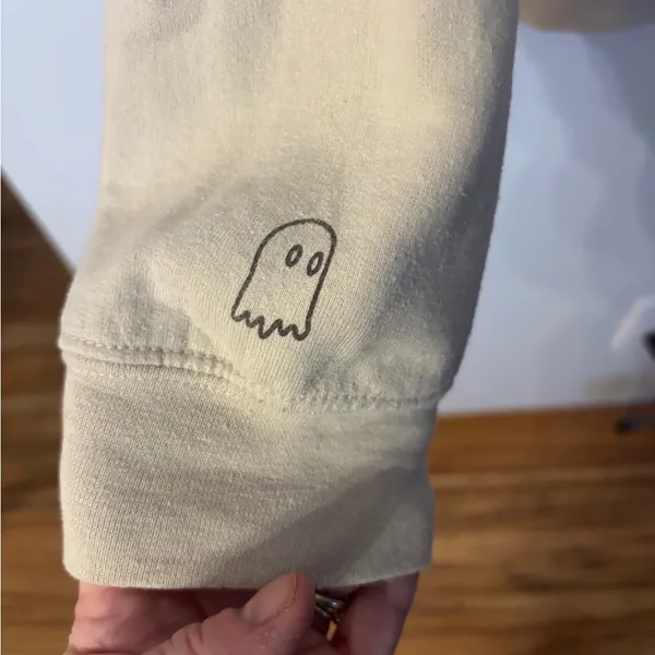 Lonely Ghost It’s Cool To Care Earth Smile Art Tan Hoodie MEDIUM - Image 5