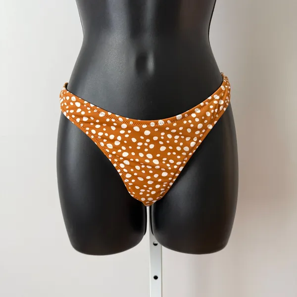 Rhythm‎ Polka Dot Bikini Set Rust Orange White Triangle Top S High Cut Bottoms M - Image 3