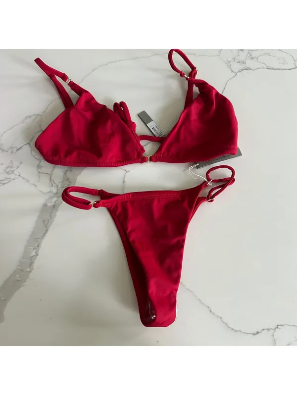 gooseberry intimates so chic bikini Tanga Set Red - Image 2