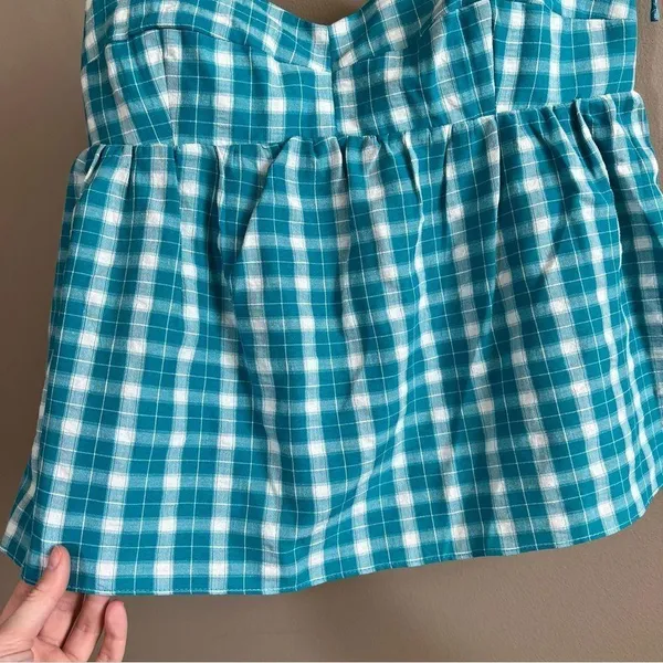 ✨ Amanda Uprichard Women’s Blue White Gingham Tank Top Large - Image 3