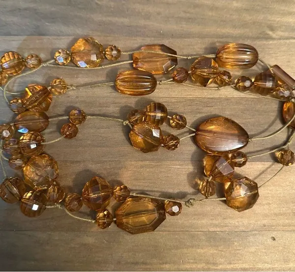 Vintage chunky long amber bead necklace - Image 3
