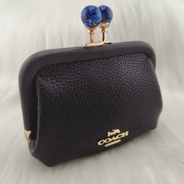 Coach Nora Black Kiss Lock Coin Purse - Image 3