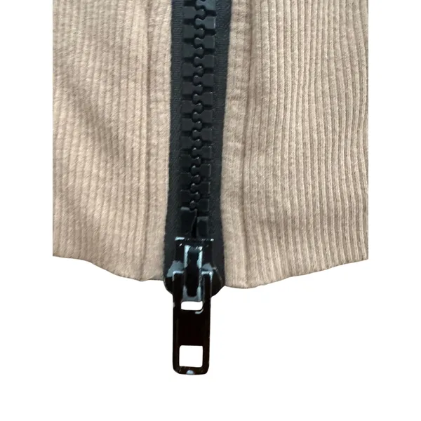 WHITE FOX Ribbed Knit Crop Zip-Up Top‎ XS Tan Y2K Street Style Neutral Aesthetic - Image 5
