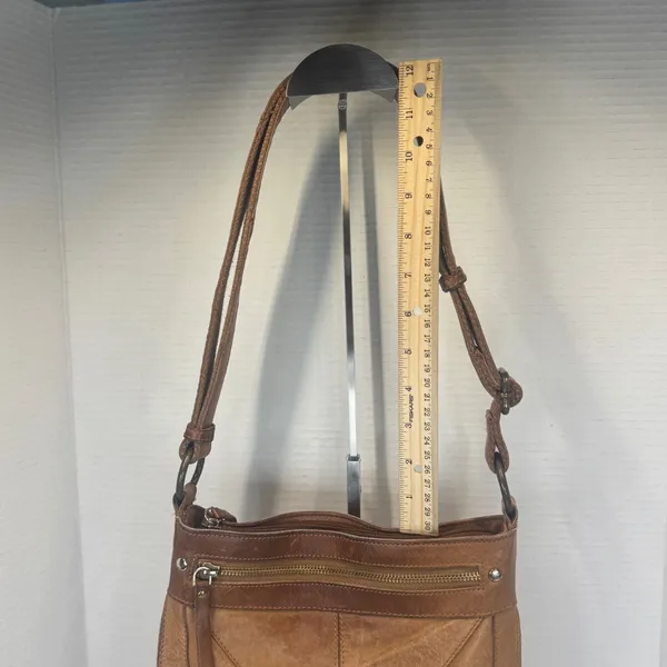 Lucky Brand Brown Leather Patchwork Crossbody Bag‎ Adjustable Strap Boho Western - Image 6