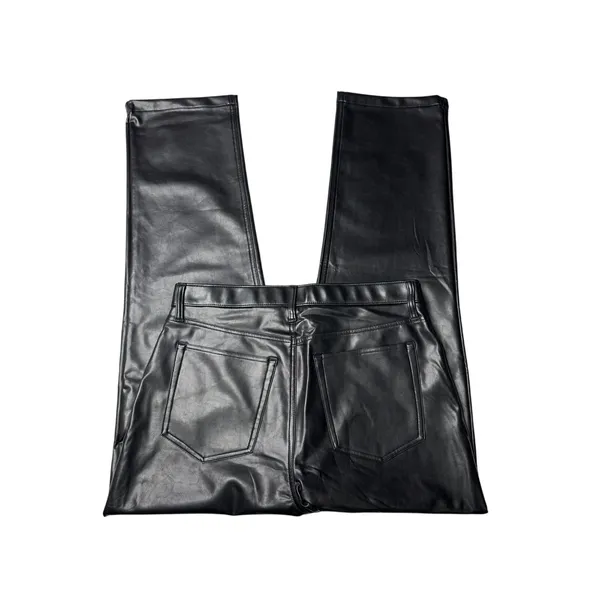 Abercrombie Curve Love 90s Straight Vegan Leather Pants High Rise Black 32 14R - Image 5