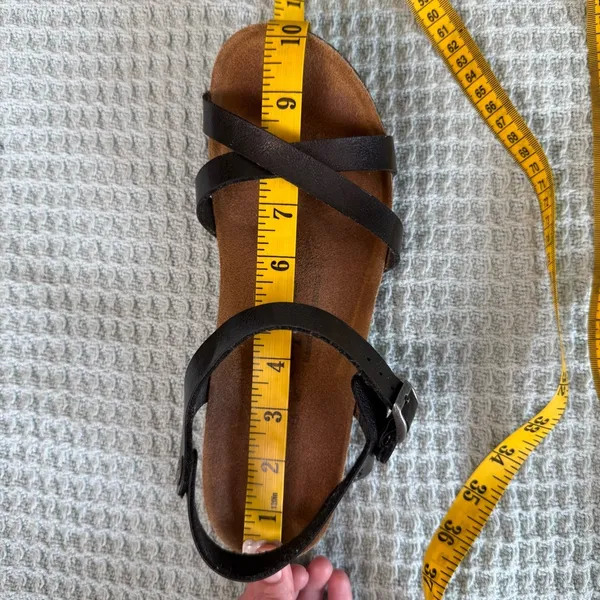 Papillio Birkenstock Womens Black Leather Sandals 9 Strappy Summer Wedge Shoes - Image 12