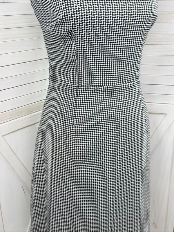 Betsey Johnson Lace Collar Houndstooth Sheath Dress Black White Sz 6 Sleeveless - Image 7