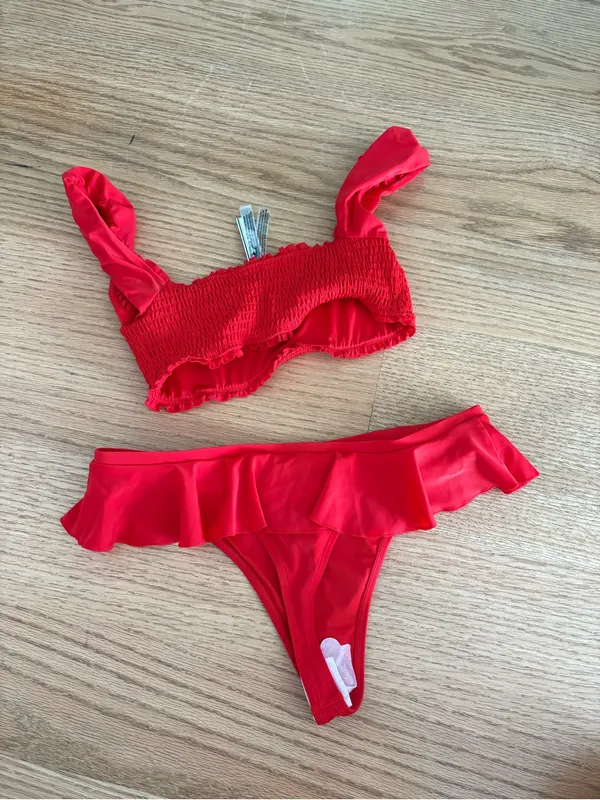 Frankie's Bikinis Red Ruffled Bikini Set - Two Piece Swimwear - Image 3