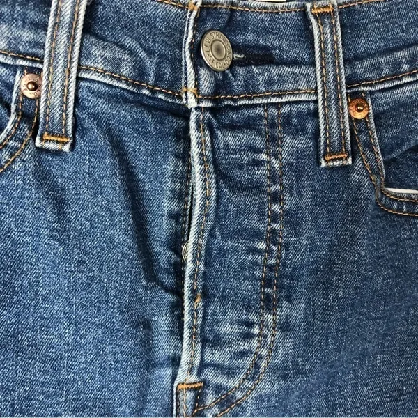 Levi's Wedgie‎ Skinny Dark Blue Wash Button Fly Raw Hem Jeans 26 - Image 4
