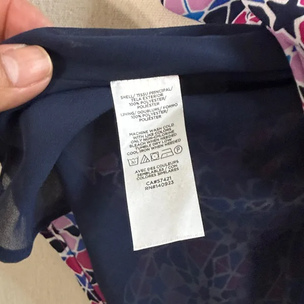 LOFT Navy, Pink & Light Blue Geometric Spaghetti-Strap Cami Top - Image 6