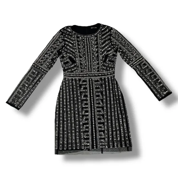 Gianni Bini Black Dani Pearl Silver Sequin Dress size 0 - Image 9