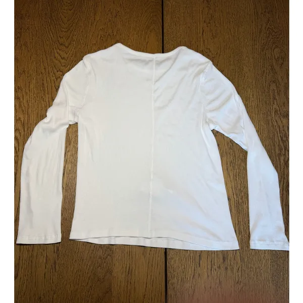 Quince Soft White Micro-Rib Long Sleeve T Shirt Size Medium Organic Cotton - Image 4