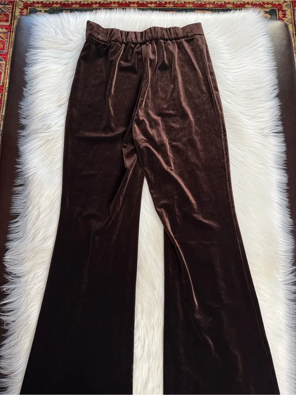 Halara Brown Velvet High Waisted Flare Pants NWOT XL - Image 6