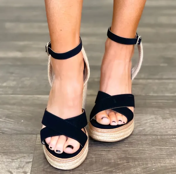 Soda Jute Wrap Around Wedge Black Strap - Image 6