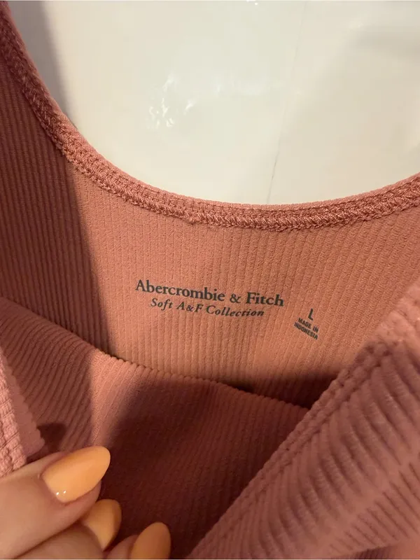 Abercrombie‎ and Fitch ribbed Slim Spaghetti Strap Tank Dress - Rust Pink - Image 3