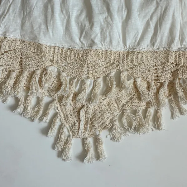 Free People Womens White Cotton Crochet Tassel Handkerchief‎ Tube Top Small Boho - Image 9