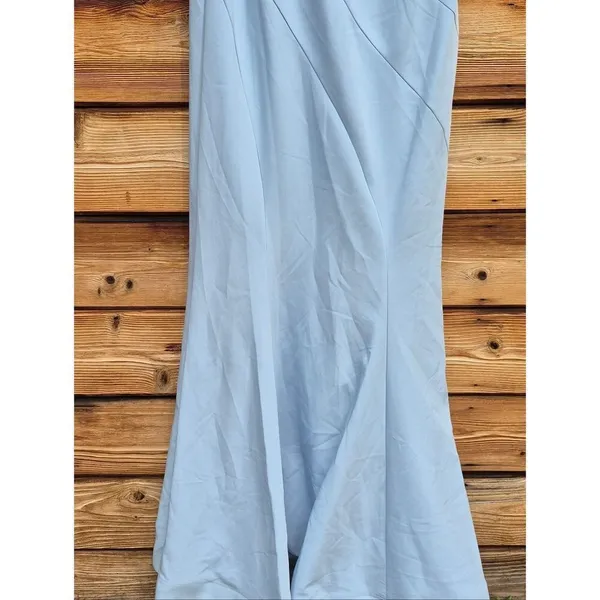 NWOT Mac Duggal 2304 Blue One Shoulder Mermaid Gown With 3D Flower Size 8 - Image 9