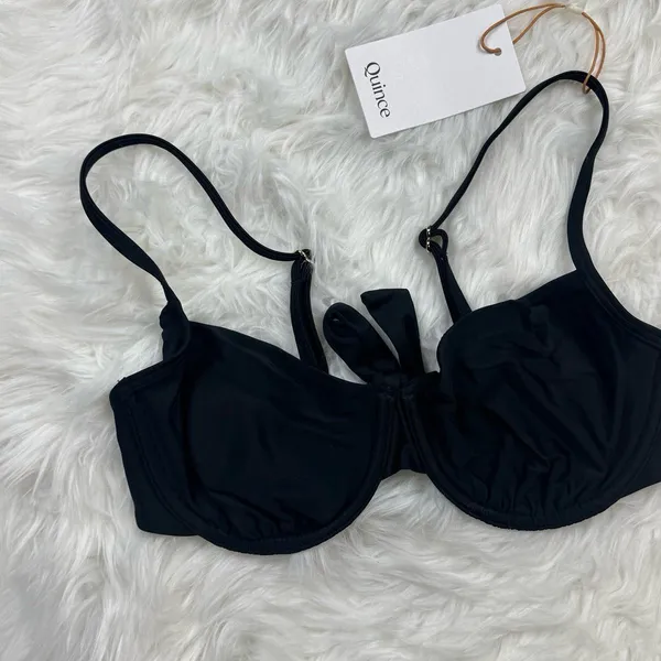 Quince Italian Demi Bikini Top Black Size Medium - Image 4