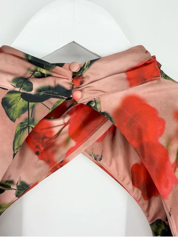 House of CB Toira Rose Print Draped Corset Dress Small - Image 3