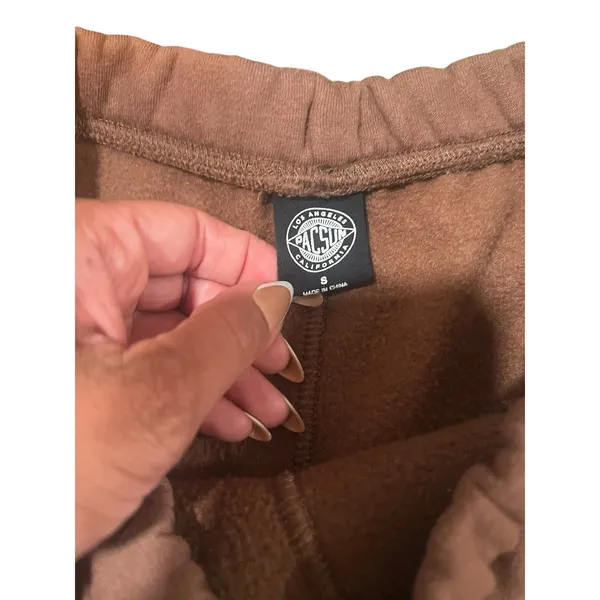 Pacsun French Terry Club Sweat Shorts Brown Small Lounge Cozy - Image 5