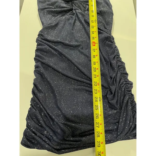 Lucy in the Sky Navy Blue‎ Sparkle Ruched Twist Front Bodycon Mini Dress Medium - Image 9