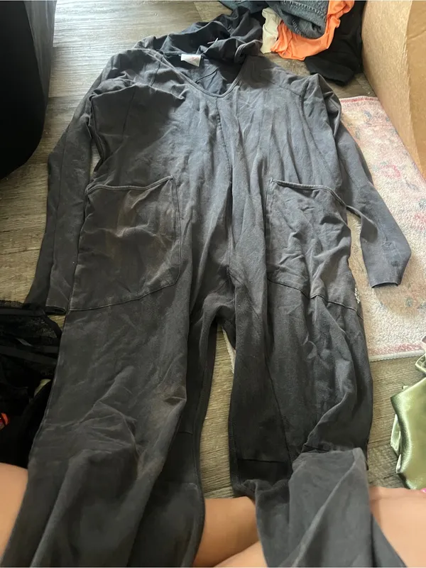 Free People Hot Shot Long-Sleeve Onesie Washed Black Jumpsuit Size XS - Image 12