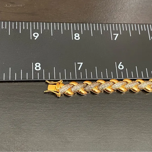 PAJ BR China Gold-tone Diamond Illusion Box Clasp Double Prong X Link Bracelet - Image 11