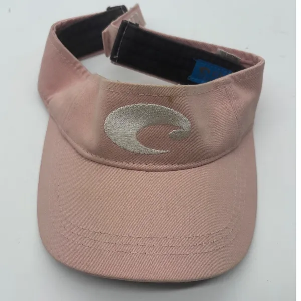 Costa Del Mar Pink Cotton Sun Visor Hat Embroidered Logo Adjustable Strap - Image 6