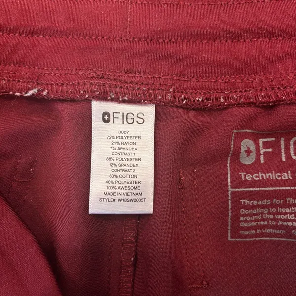 FIGS Zamora Jogger Scrub Pants Burgundy Red W18SW2005T Women's Small Tall ST - Image 4