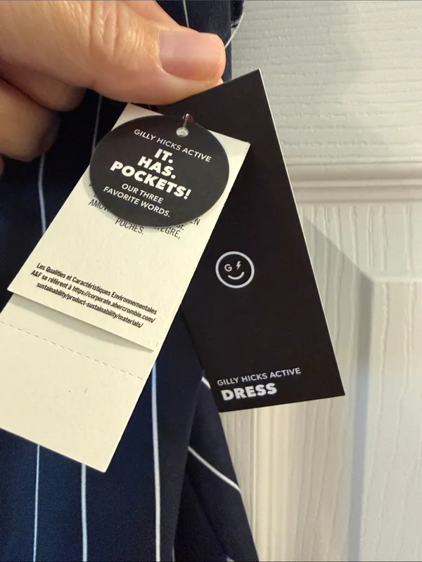 Gilly Hicks Navy Pinstripe Dress with White Stripes with shorts under it size L - Image 3