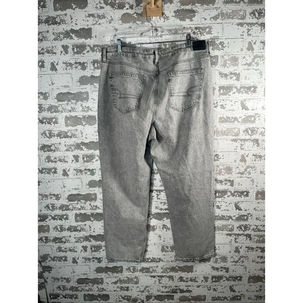 American Eagle | women mom straight jean distressed gray denim - Image 9