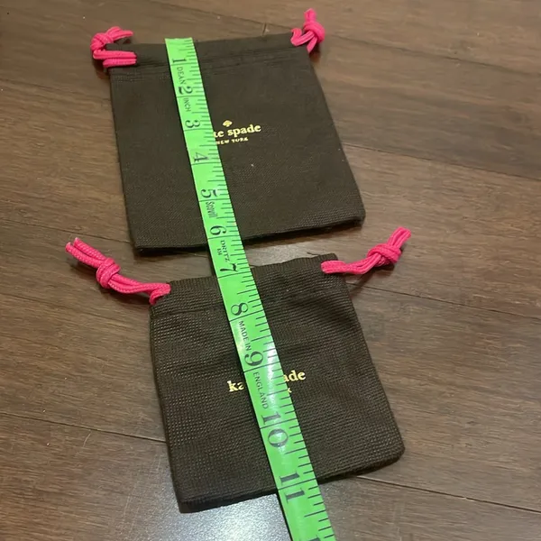 Kate Spade Dark Brown Pouches with Bright Pink Drawstrings - Image 3