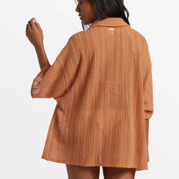 Billabong Open Knit Button Up Shirt Swim Beach Cover Up Beach Summer Travel - Image 6