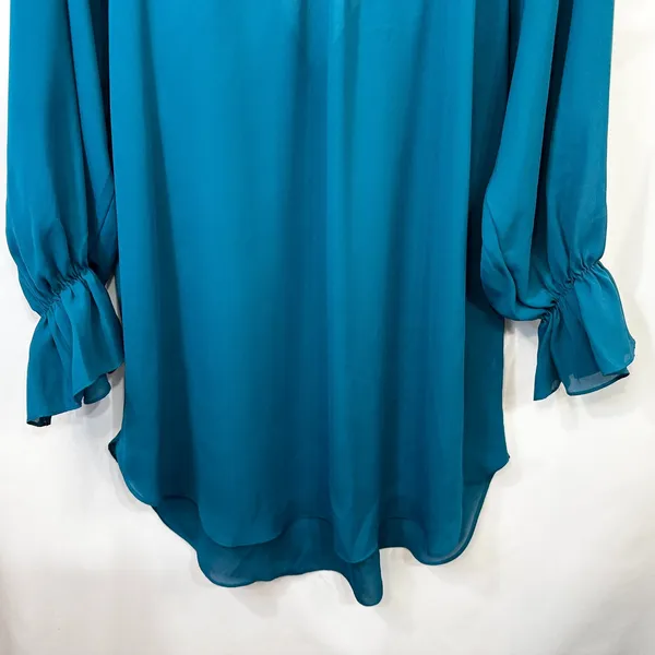 VTG Victoria's Secret Small Gown‎ Nightie Teal Blue Lace Ruffle Regency 749 - Image 5