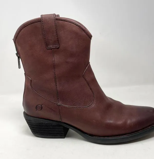 Born Wynd Short Ankle Leather Western Cowgirl Boots Booties Burgundy Women’s 8.5 - Image 2