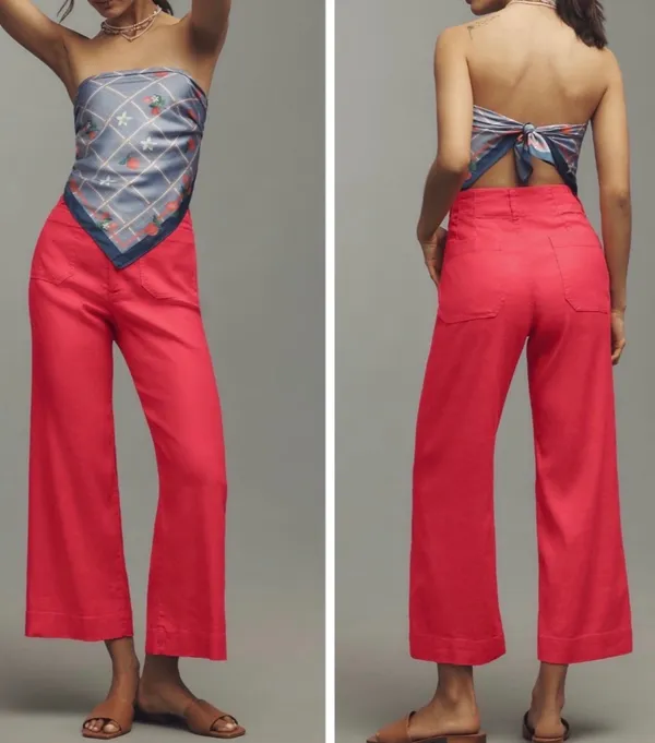 Anthropologie Maeve The Colette Wide-Leg Cropped Linen Pants, Size 26 - Image 2