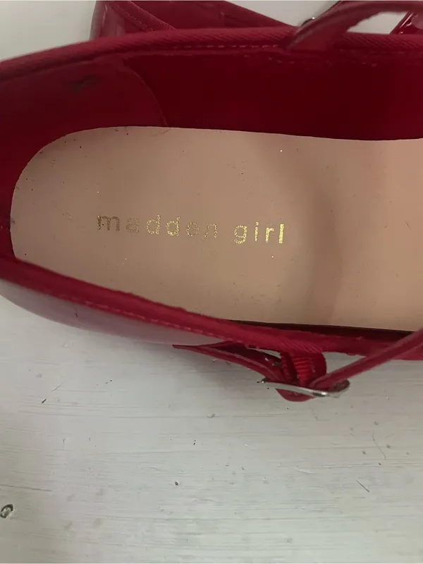 Madden Girl Red Patent Mary Jane Low Heel Pumps - Image 3