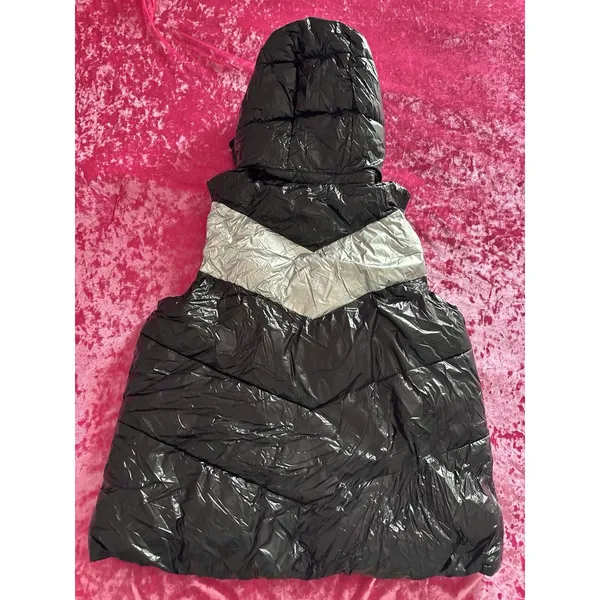 Calvin Klein Performance Puffer Vest Black Silver Chevron Quilted Women's XL - Image 7