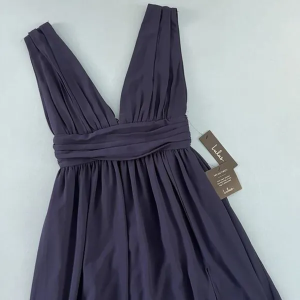 NWT Lulus Heavenly Hues Navy Blue Leg Slit Bridesmaid Maxi‎ Dress Gown - Image 5