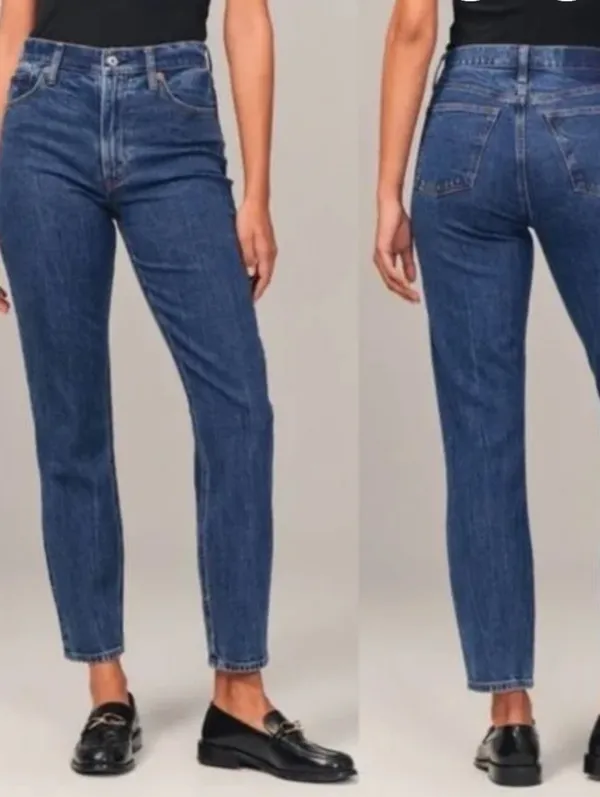 {29/8} Abercrombie & Fitch The Mom Hifh Rise Blue Jeans - Image 2