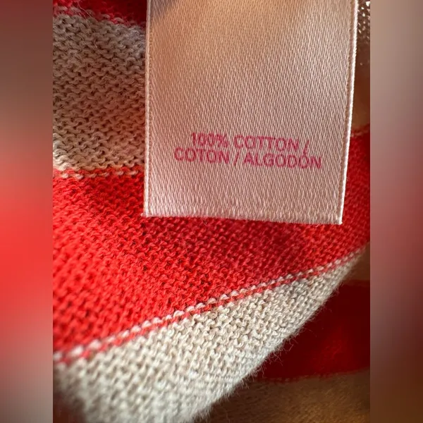 Victoria Secret Women's V-Neck Sweater Orange Tan Striped Size Medium - Image 8