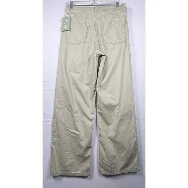 H&M Women khaki Wide‎ Leg High Rise Pants casual vacation lounging 4 NWT - Image 2