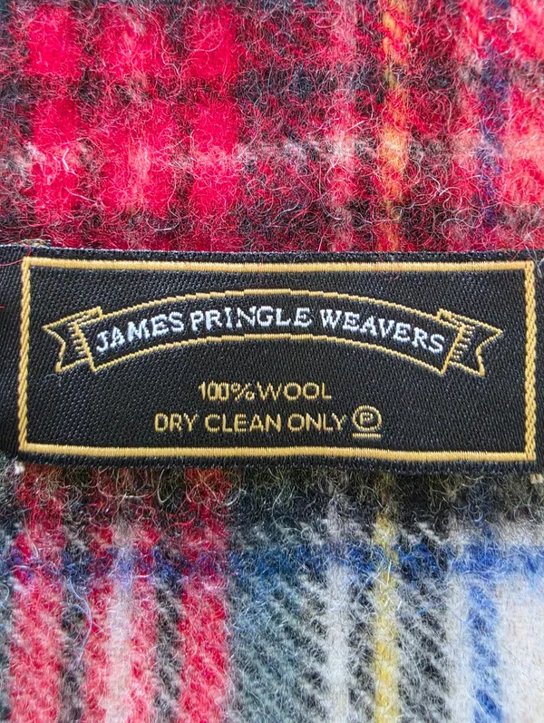 James Pringle Weavers Wool Tartan Scarf Red - Image 3