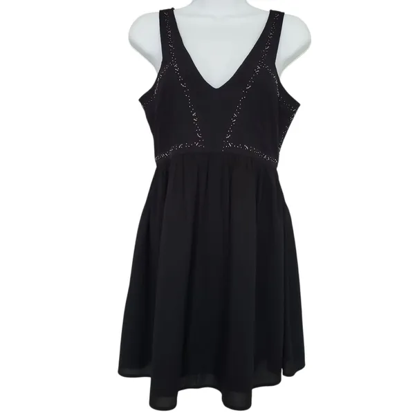 Vintage Abercrombie & Fitch Mini Dress Womens XS Black Beaded Y2K - Image 2