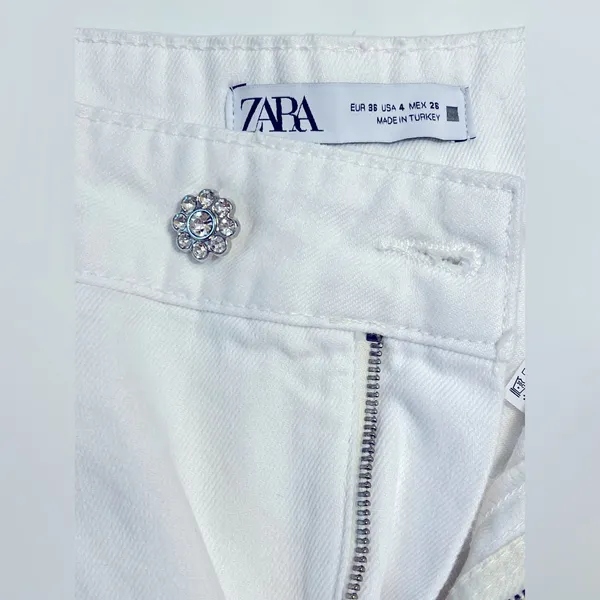 NWT Zara Tailored Wide Leg Jeans High Rise Denim Relax Pleated, size 36/USA 4 - Image 4