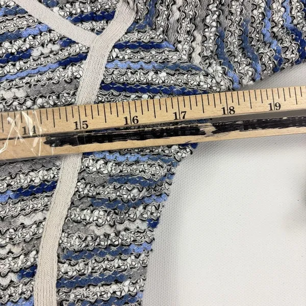 NIC+ZOE Jacket Womens Petite Medium Gray Blue Knit Full Zip Fringe Pockets - Image 8