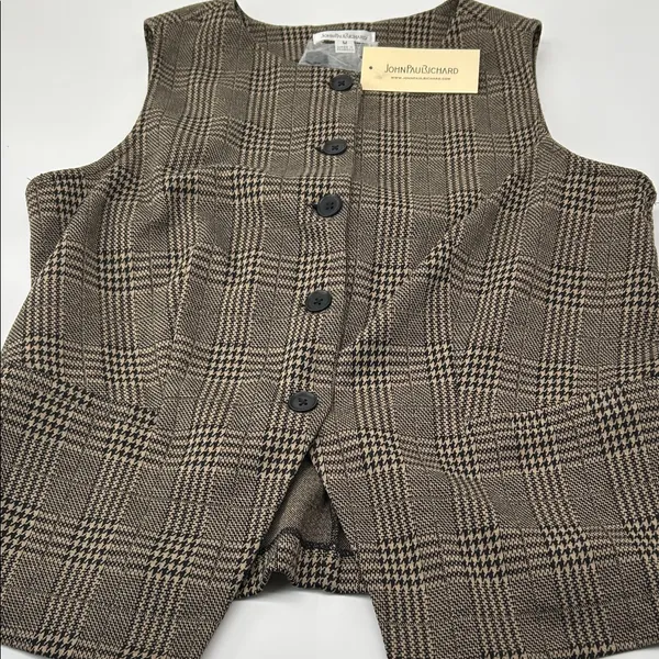 JohnPaulRichard Brown Plaid Blouse Size M - Image 15