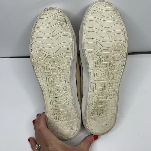 Sperry Size 9 Top‎ Sider Seacoast Tan Gold Lace Up Fashion Sneaker Shoes Women’s - Image 8