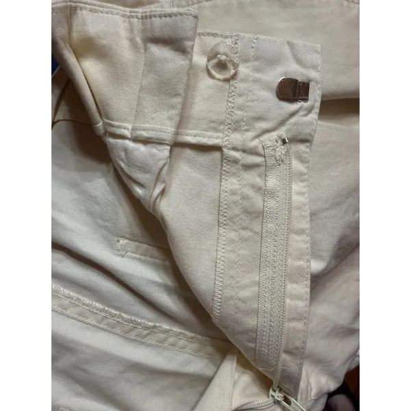 Abercrombie & Fitch 100% Cotton High Rise Wide Leg Pleated Trousers Cream 32S - Image 5
