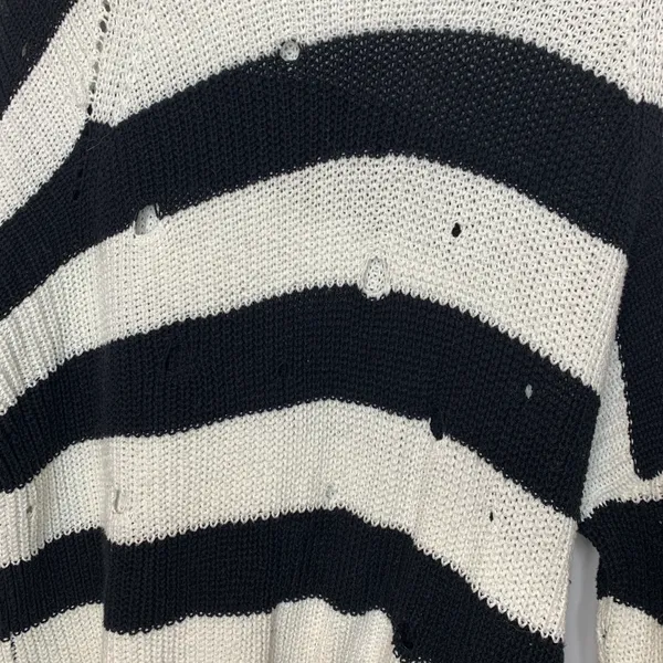 Distressed Black and White Pullover Sweater - Image 8